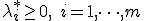 \lambda_i^* \ge 0, \quad i = 1, \dots, m