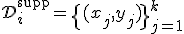 \mathcal{D}_i^{\text{supp}} = \{(x_j, y_j)\}_{j=1}^{k}