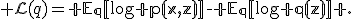
\mathcal L(q)
=\mathbb E_q[\log p(x,z)]-\mathbb E_q[\log q(z)] .
