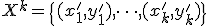 X^k = \{ (x'_1, y'_1), \dots, (x'_k, y'_k) \}