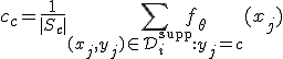c_c = \frac{1}{|S_c|} \sum_{(x_j, y_j) \in \mathcal{D}_i^{\text{supp}}: y_j = c} f_{\theta}(x_j)
