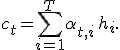 c_t = \sum_{i=1}^{T} \alpha_{t,i}\, h_i.