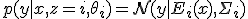 p(y \mid x, z = i, \theta_i) = \mathcal{N}(y \mid E_i(x), \Sigma_i)