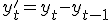 y'_t = y_t - y_{t-1}
