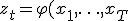z_t=\varphi(x_1,\ldots{},x_T;t).